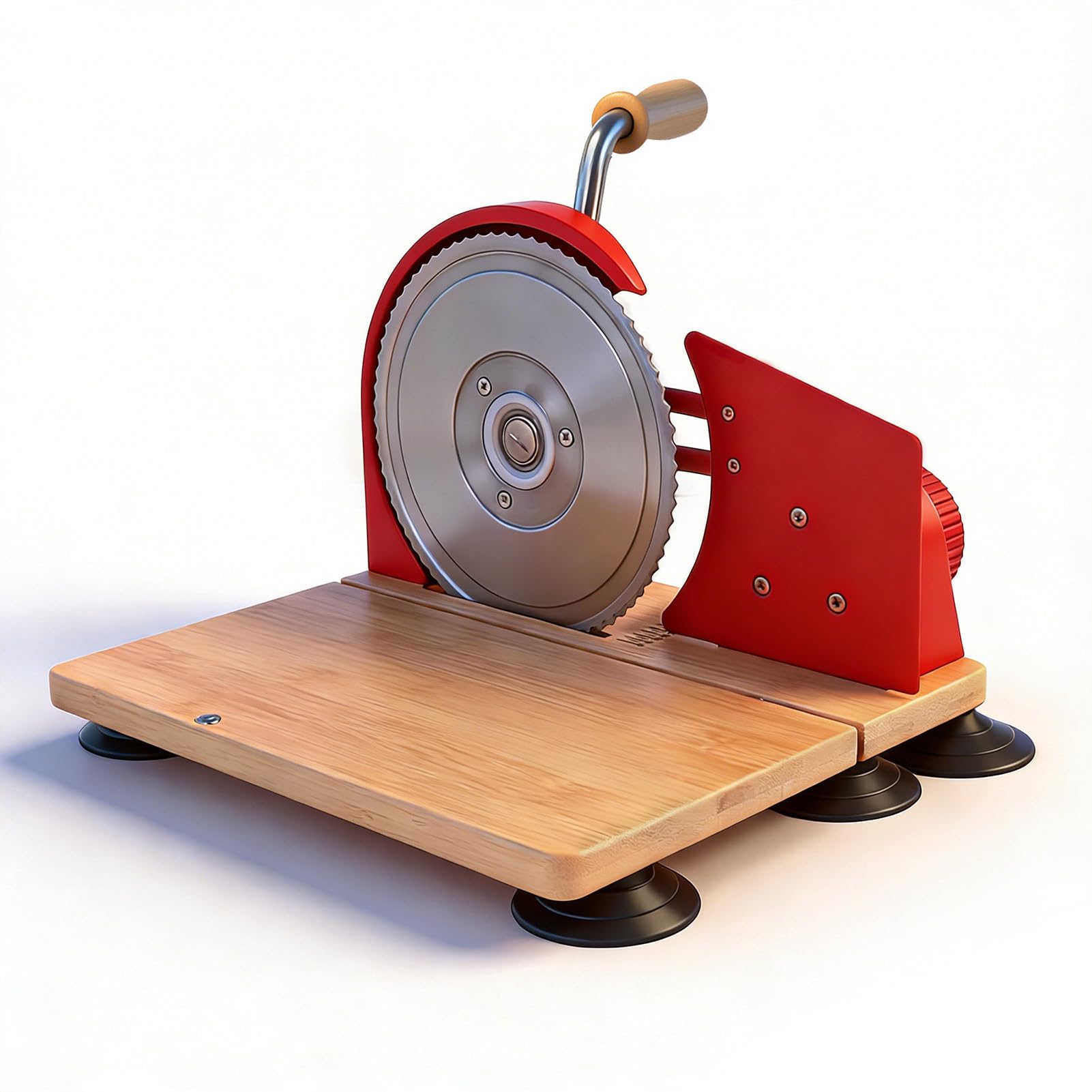 Luocute Manueller Brotschneider, Edelstahlklingen mit Einstellbarer Dicke für Gleichmäßiges Schneiden, mit Ergonomischem Griff für Sauerteig-Sandwiches, Toastbrot, Aufbewahrung von (Rot)