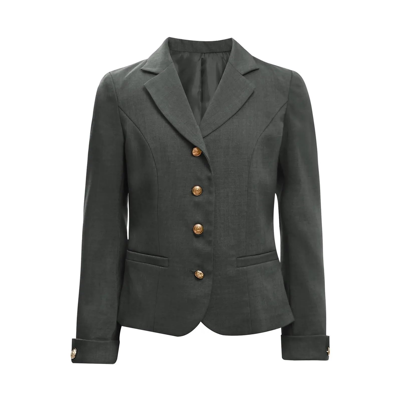 Mädchen-Schuluniformjacke, Blazer mit Revers, langen Ärmeln, Knopfleiste und Taschen, formelles Kostüm for Hochzeitszeremonien FüRs Reiten