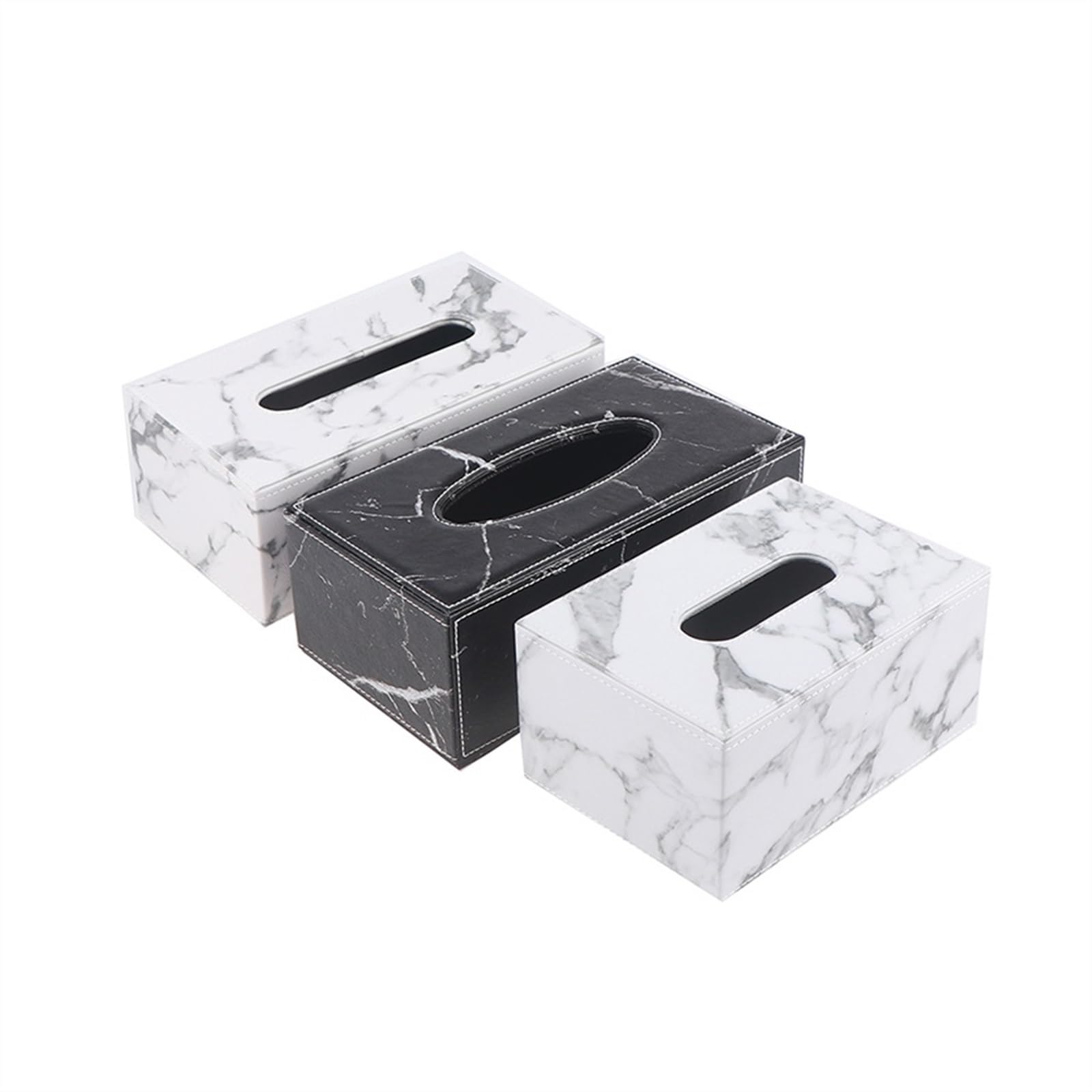 Kosmetiktücher Box Moderne Marmorstruktur, rechteckig, PU-Leder, Taschentuchbox, Servietten-Toilettenpapierhalter, Spender, Heimdekoration für Esszimmer Badezimmer Schlafzimmer(A)