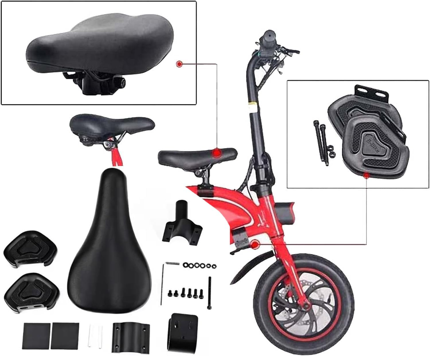 Set of Children Saddle Seat Foot Pedals Bicycle Saddle Child Ebike Seats for F - Wheel DYU D3F 14 Inch Mini Folding Electric Bike - Toddler Bike Seat for Children 2~6 Years