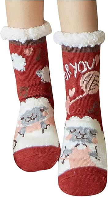 Christmas Socks for Women Girls Warm Winter Thick Fluffy Fleece Cozy Socks with Cute Xmas Patterns Stocking Gift