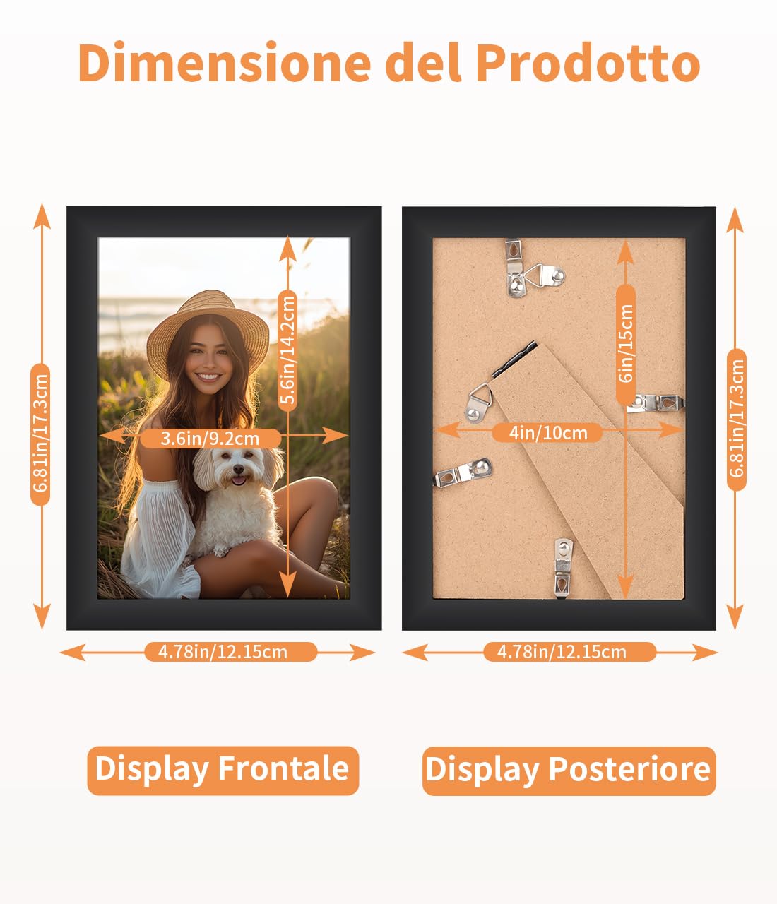 Set di 8 Cornice Foto 10x15 cm (4x6 Pollici) per Decorazione - Nero