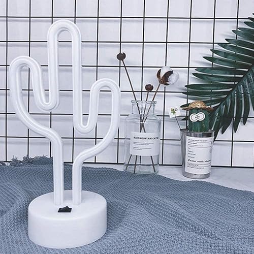 Miniatura 7 de LINJIA Letrero de neón, luz nocturna LED con base USB/batería, luces de neón de cactus con base, para decoración de dormitorio, sala de juegos, bar,