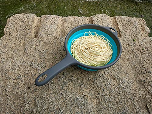 Kitchen Foldable Silicone Strainer Colanders, Collapsible Colanders With Handles, Space-Saver Folding Strainer Colander For Draining Pasta, Vegetable (Blue) #TOP4