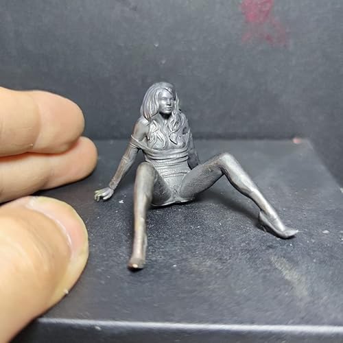 Miniatura 4 de Estatua femenina sexy de latón sentada, hermosa estatua femenina de metal negro, posición sentada, escultura de mujer, miniaturas, arte corporal,