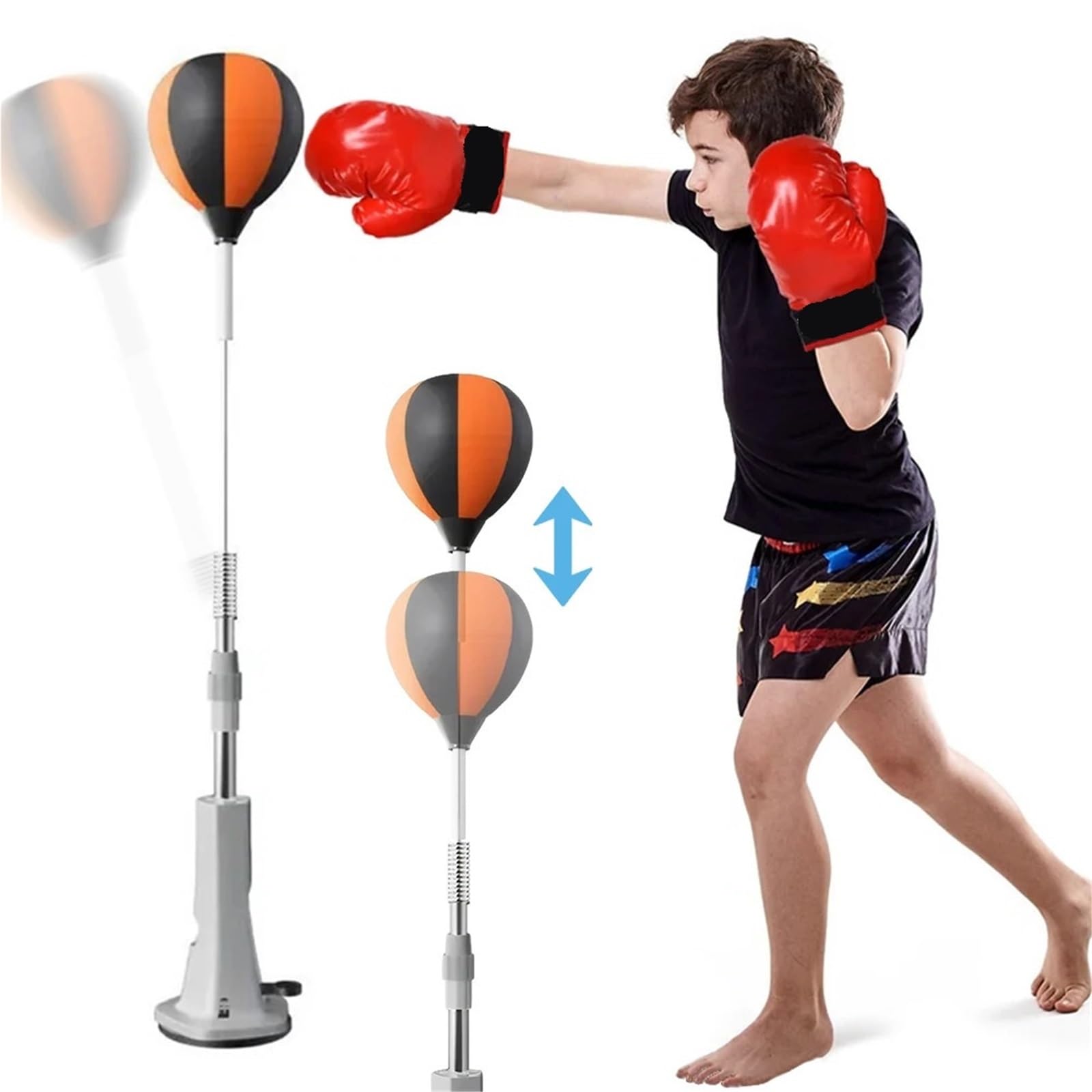Box-Speedball Box-Reflexball-Set mit Ständer, Verstellbarer Boxsack for Training, Stressabbau und Fitness