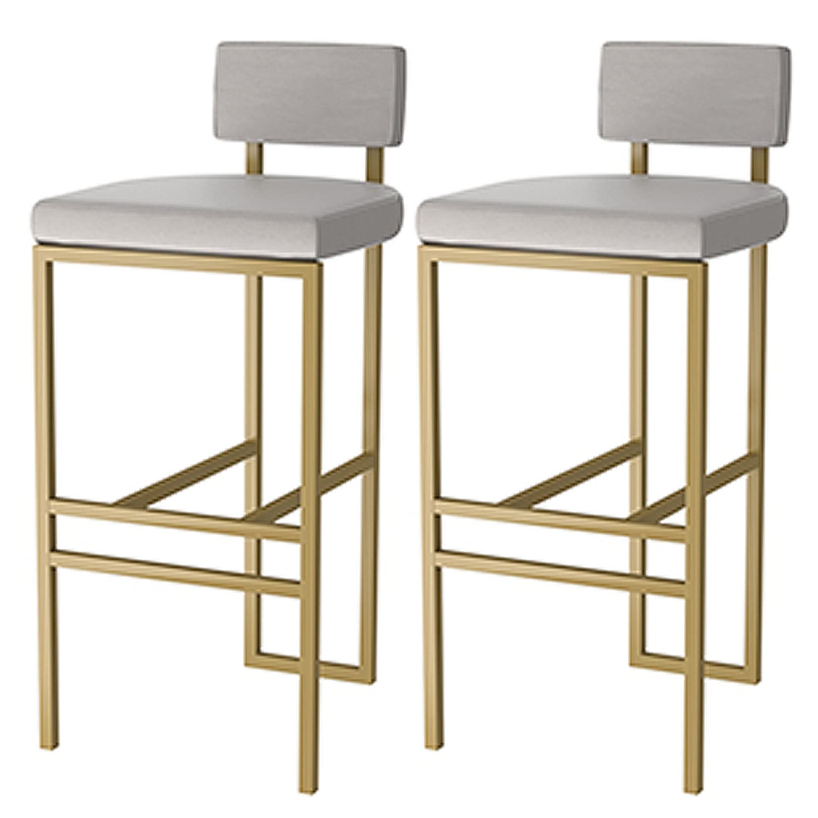 Tabourets de bar de cuisine assise 65cm confort ergonomique lot de 2 gris