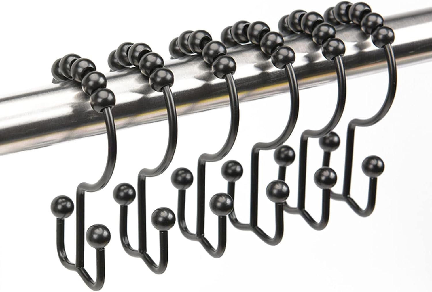 EISTEE Curtain Rings,Curtain Hooks,Hanging Rings,12PCS Stainless Steel Double Shower Curtain Hooks Decorative Liner Ring for Bathroom Hanging Rods Easy Glide Rings,g (Color : G)
