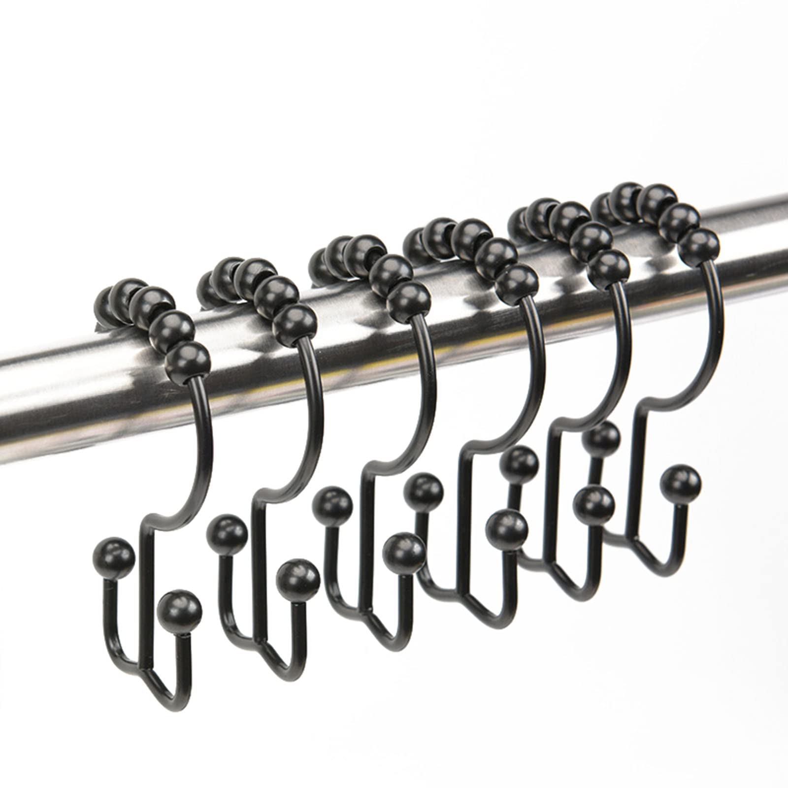 EISTEE Anelli per tende, ganci per tende, anelli da appendere, 12 ganci per tende da doccia in acciaio inox, per appendere aste da bagno, anelli facili da scivolare, g (colore : Onecolor)