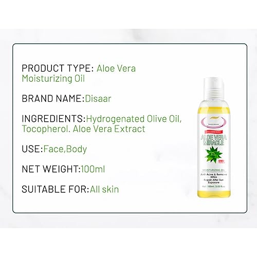 Miniatura 6 de DISAAR BEAUTY Aloe Vera Aceite Hidratante Anti-Acné Eliminar Ácaros Reparación Después De La Exposición Al Sol 3.4 fl oz/3.03fl.oz