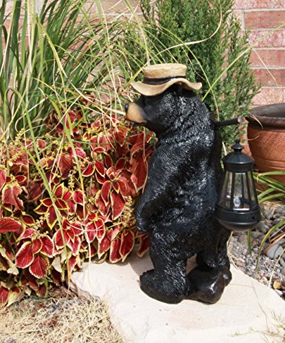 Ebros Whimsical Rustic Forest Outdoor Hiking Black Bear Statue With Solar Led Light Lantern Lamp Guest Greeter Home Decor Collectible Sculpture For Cabin Lodge Nature Lovers Camping Bears (1 Piece) #TOP2
