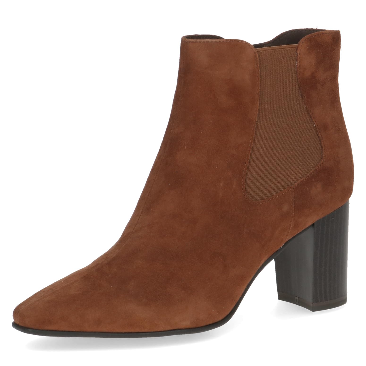 CAPRICE Women's ankle boots with heel in leather pointed toe, Brown (Cognac Suede), 6.5 UK