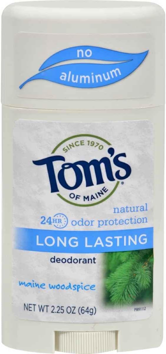 Tom's of Maine Natural Care Deodorant Solid, Woodspice, 2.25 Ounce, Pack of 6