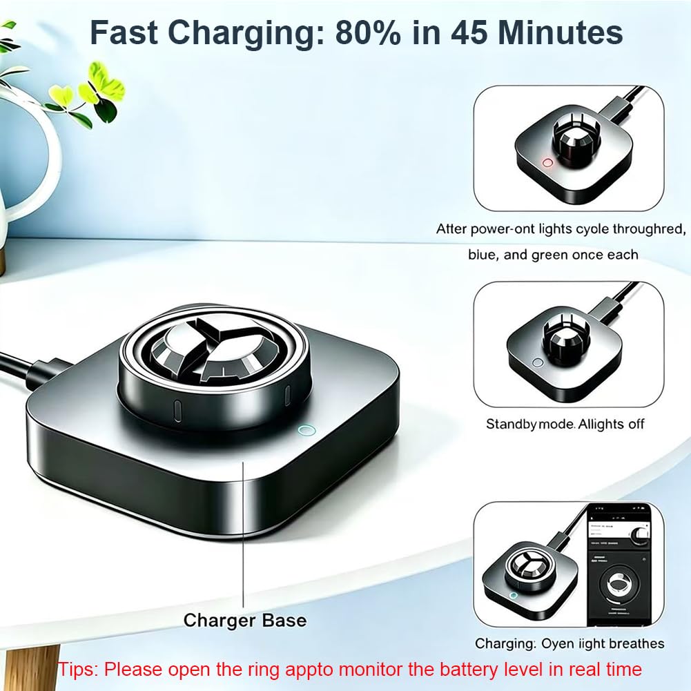Caricabatterie intelligente compatibile con Oura Ring Gen 4 (Taglie 7/8/9/10/11/12/13) — Base di ricarica rapida con cavo USB-C (Non compatibile con Ring Gen 3)