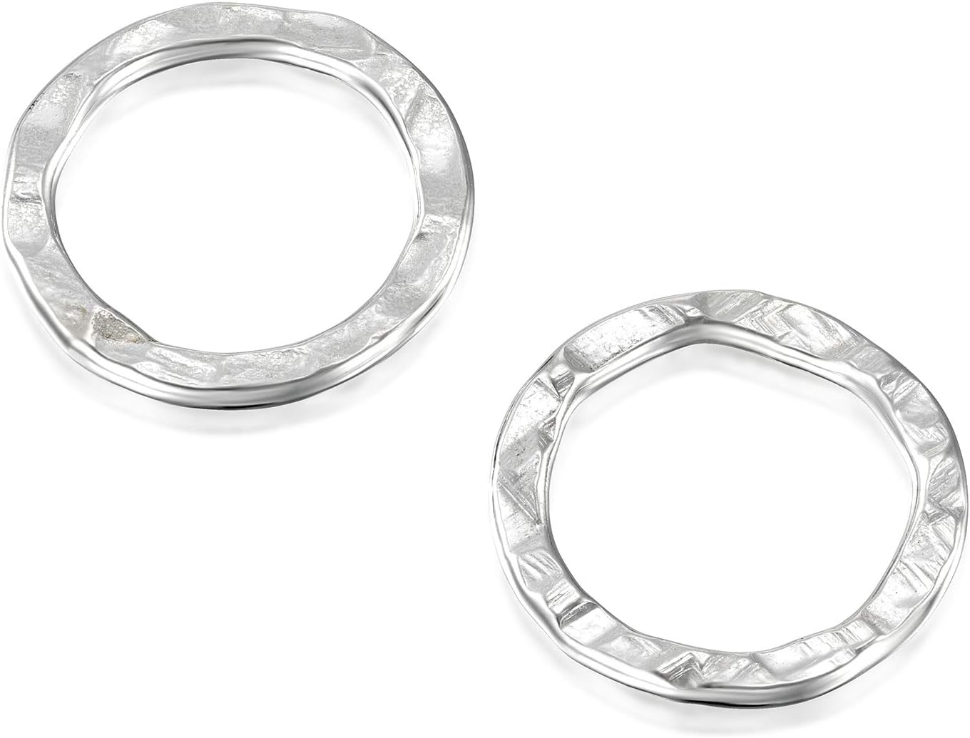 Hand Hammered 925 Sterling Silver 7 mm Hoops Rings or Loops Jewelry Findings for Your DIY Earrings Necklaces & Bracelets Creations, 12 Pcs