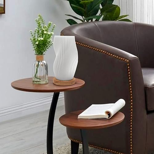 Miniatura 5 de Zenply Lámpara de mesa pequeña para dormitorio, estilo vintage, a rayas, pequeña lámpara de noche, mini lámpara de noche para sala de estar, mesita