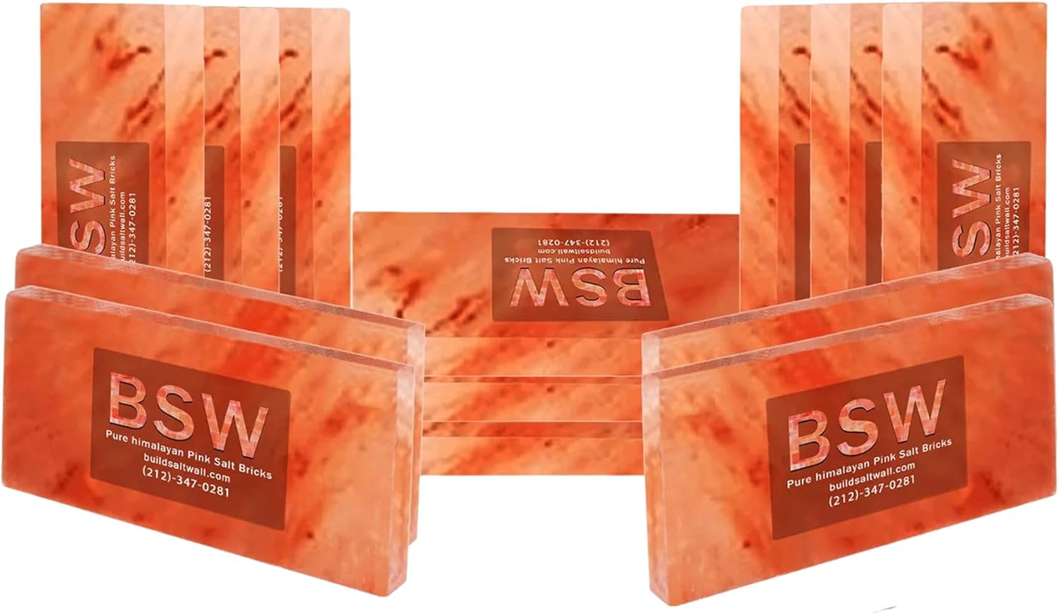 Himalayan Salt Tiles 8x4x1 for Salt Room Walls – Premium Pink Salt Blocks to Build Spa, Sauna, or Wellness Center – Natural Himalayan Salt Brick Panels – Multiple Pack for Custom Installations (10)