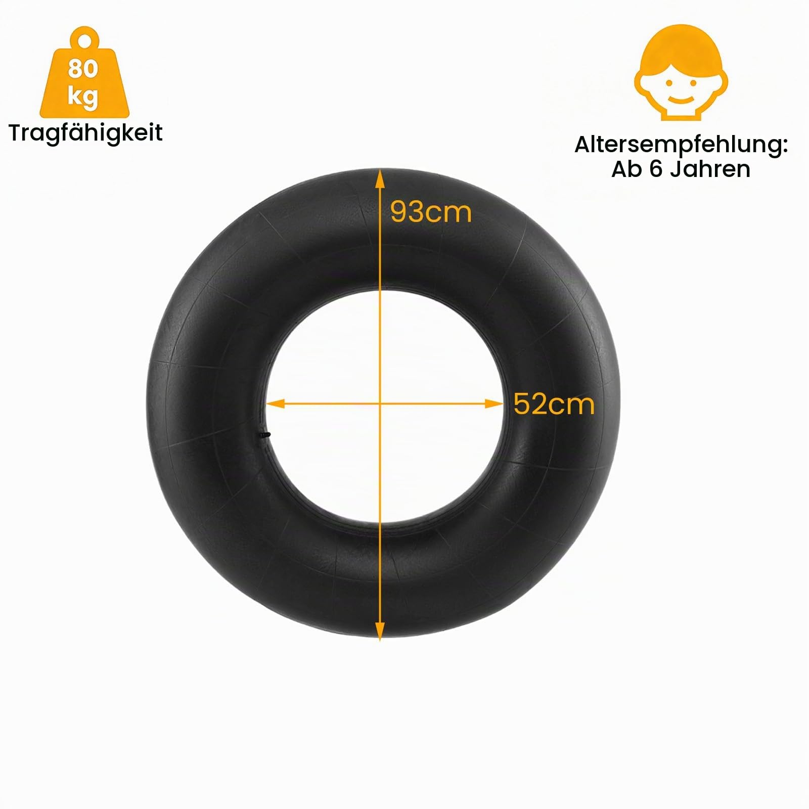HOMASIS LKW Snow Tube, Rutschreifen Snowtube Snow-Tube Bob Ø 93cm groß, 1,5 mm dick, bis 80 kg Aufblasbarer Schneereifen Schneeschlitten Schlitten Bob Rodel Reifen Rodelreifen für Erwachsene & Kinder