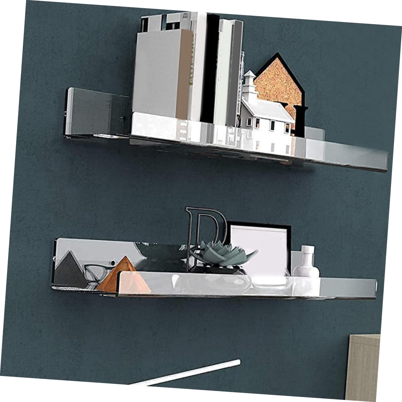Mensole Galleggianti in Acrilico 8 Pezzi Supporto per Dischi in Vinile, Scaffale da Parete Trasparente per Foto, Libri, Riviste e Decorazioni