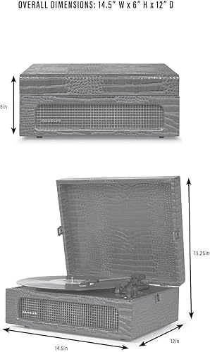 Miniatura 11 de Crosley CR8017B-WB Voyager - Tocadiscos portátil clásico de vinilo con Bluetooth de entradasalida y altavoces integrados, Azul lavado