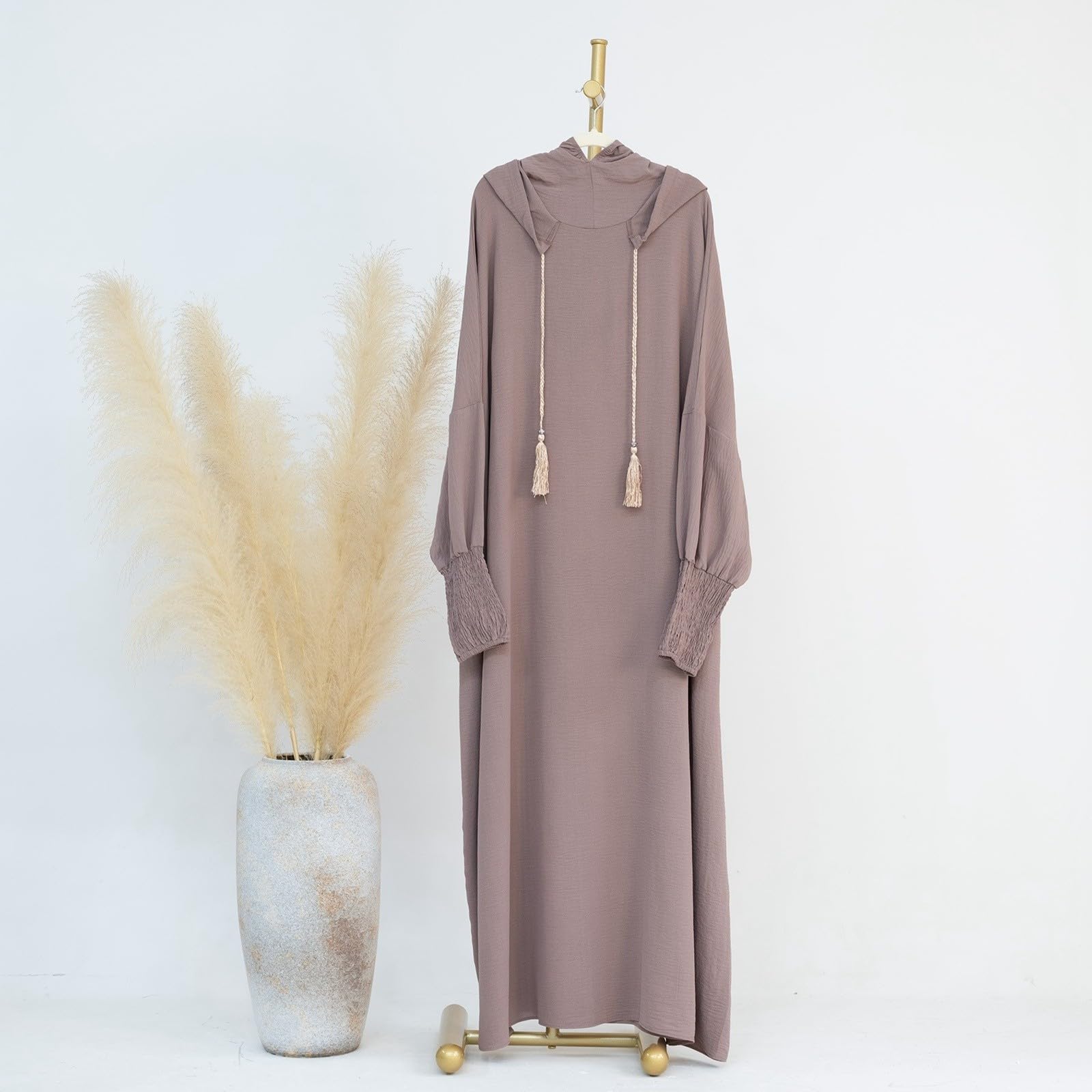 Robe de Priere pour Femme Longue Robe Musulmane Élégante à Manches Larges Abaya Musulmane Moyen-Orient Jellaba Kabyle Mariage Soirée Ramadan 1 Pièces Taille Unique Vetements Musulman
