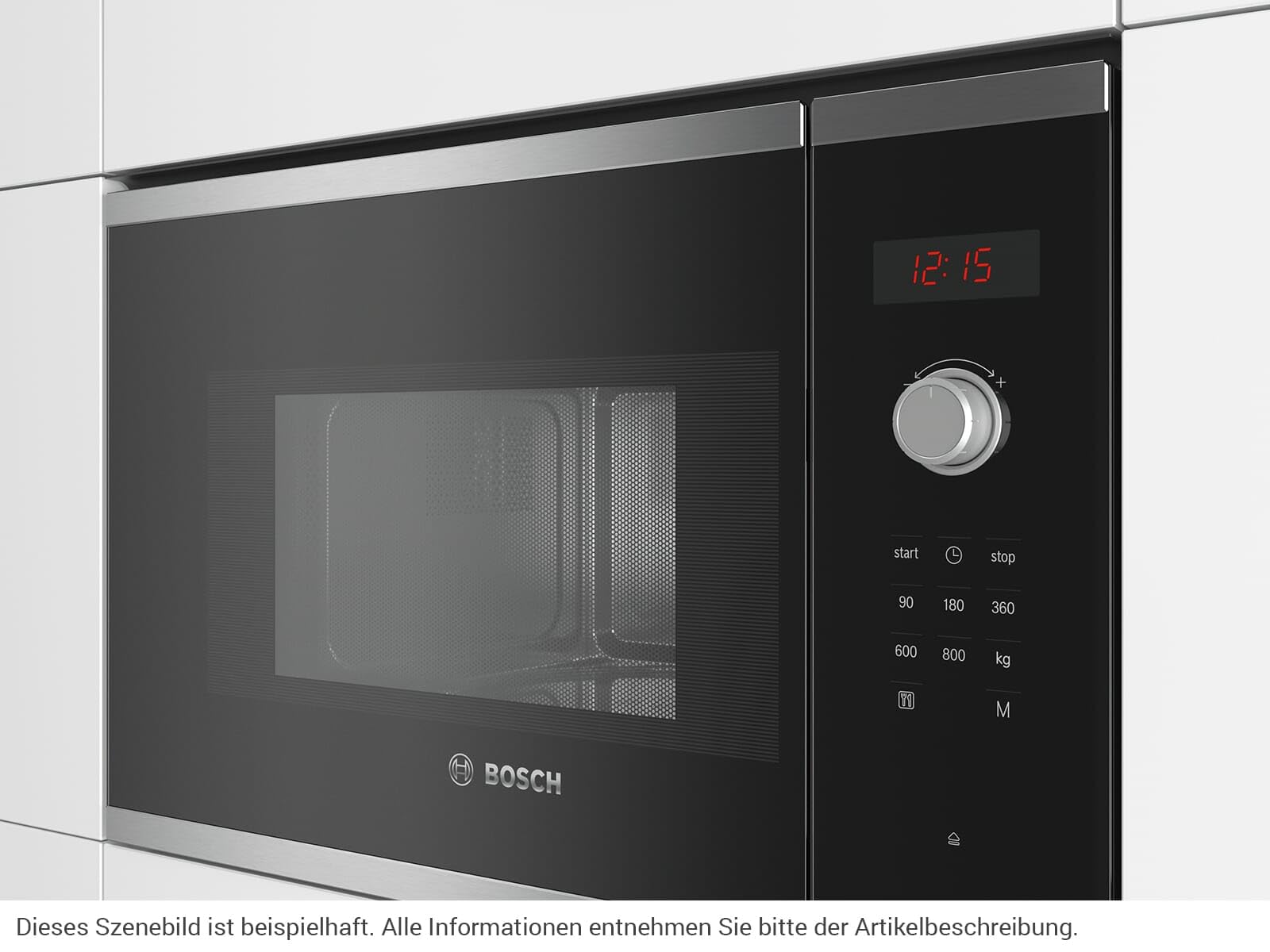 BOSCH BFL523MS0 kuchenka mikrofalowa do zabudowy, pojemność 20 l, moc 800 W, kolor czarny/stal nierdzewna