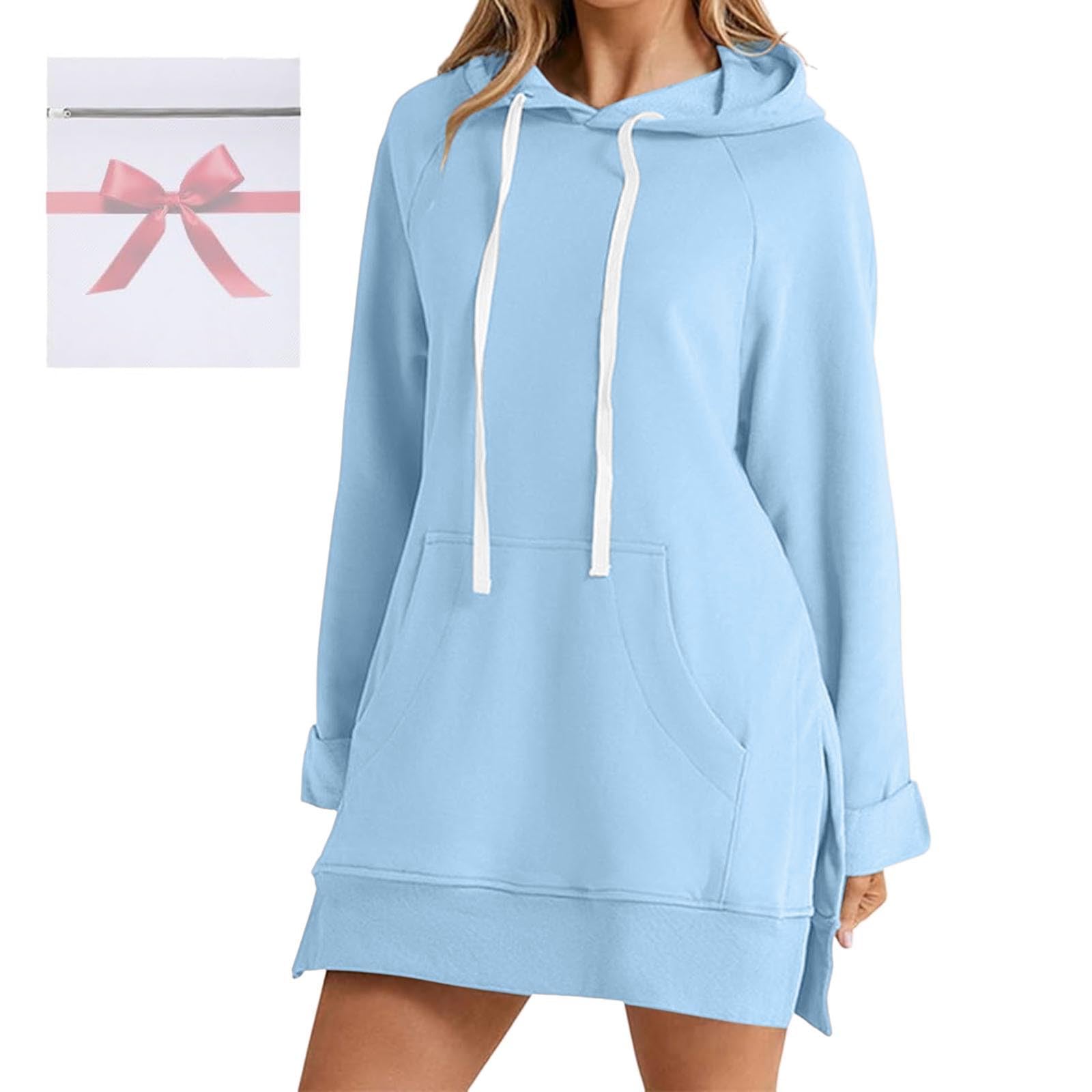 Generisch Robe confortable pour femme avec imprimé de Noël, sweat à capuche à manches longues et poches