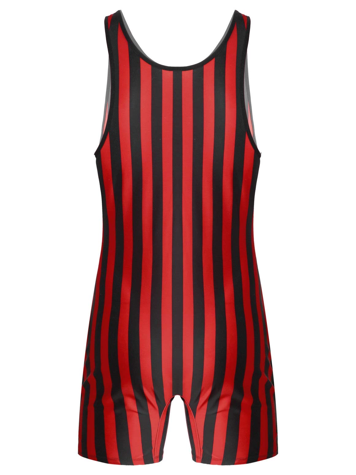 inhzoy Men's Sleeveless Jumpsuit Short Wrestling Singlet Bodysuit, Stretch Gymnastics Suit Sports Fitness Body Leopard Top Undershirt Underwear - M - red/ black