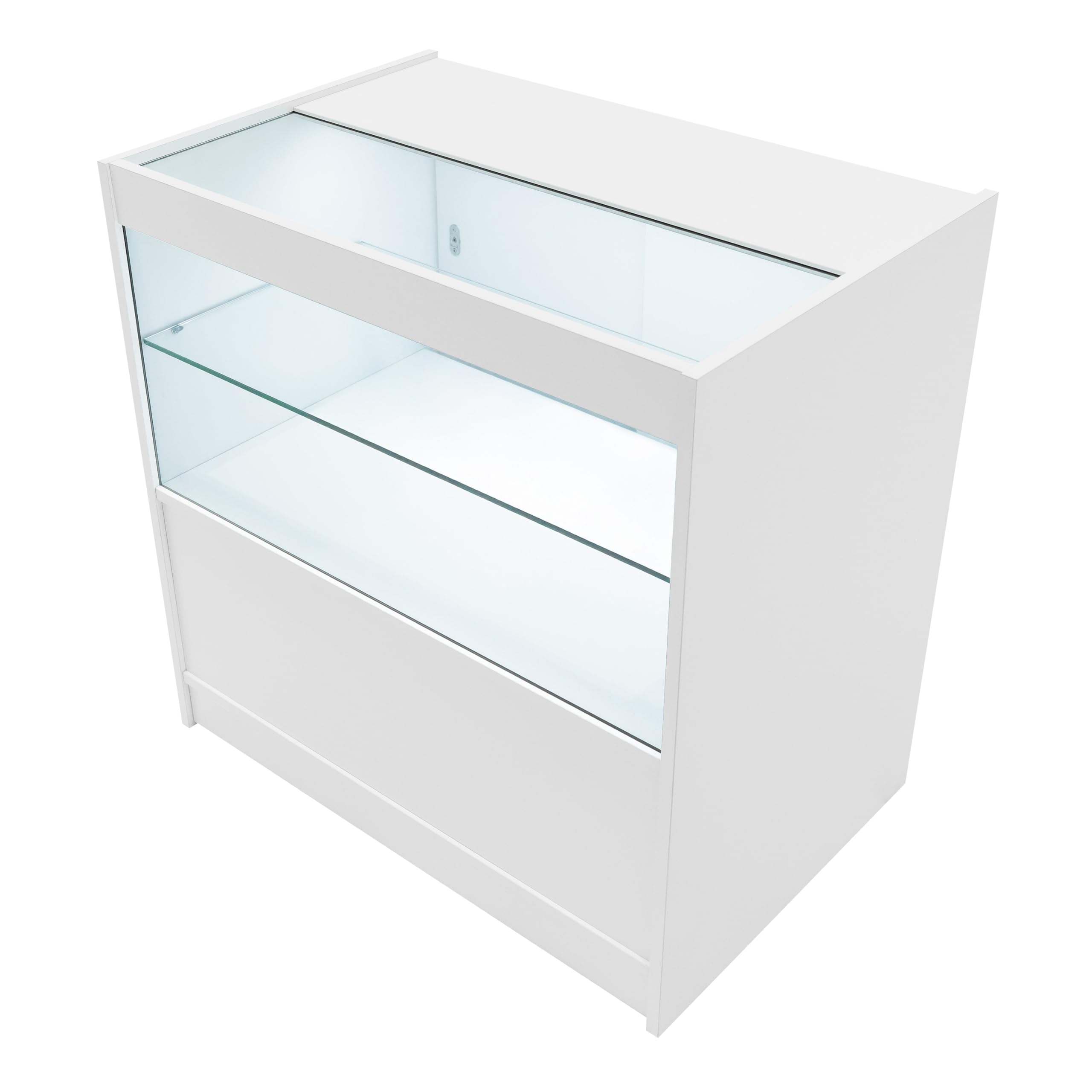 Set Banconi Bianco Europa LED Light B900 C900 LM60 TB60 con Illuminazione Bianca, Serrature, Vetrina in Vetro, Blocco Cassa, Mensole Interne per Negozi Boutique Gioiellerie