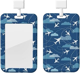 Airplane Aircraft Plane Pattern Id Badge Holder with Lanyard Card Name Tag Id Card Badge for Workers Nurses Doctors Teacher Students