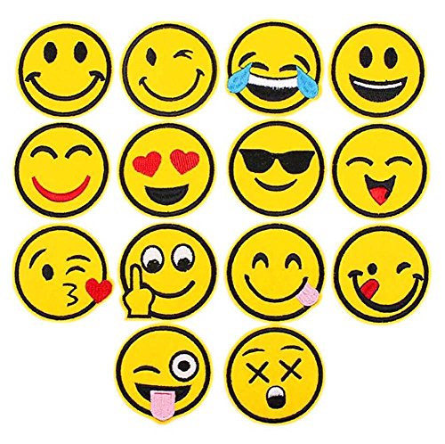 Tukistore Lindos Emoji Parche de Bordado Parches Ropa, Parches Bordados cosidos, Insignia de Parche Bordado,decoración DIY para Ropa