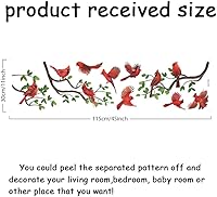 Vista 2 de SUPERDANT Calcomanía de pared con diseño de pájaro cardenal, diseño divertido de pájaros en rama, despegar y pegar, calcomanías de vinilo