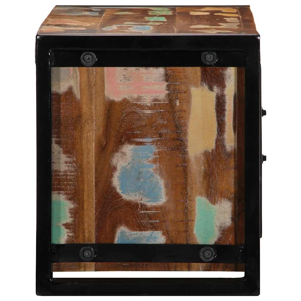 Mobile TV 80 x 30 x 35 cm, in legno massiccio anticato con maniglie in metallo e struttura in ferro, credenza bassa con vano portaoggetti, cassetto, scaffale per soggiorno, camera da letto