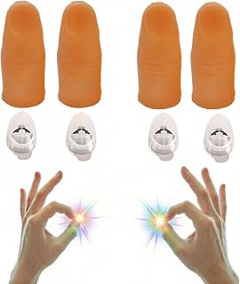 sumrica Magic LED Finger Lights (2 Packs/4PCS) Tricks for Magicians, Thumbs Light, Finger Prank Toy, Magic Lamp up Finger, Fake Finger, Magic Trick, Party Supplies (Change Color)