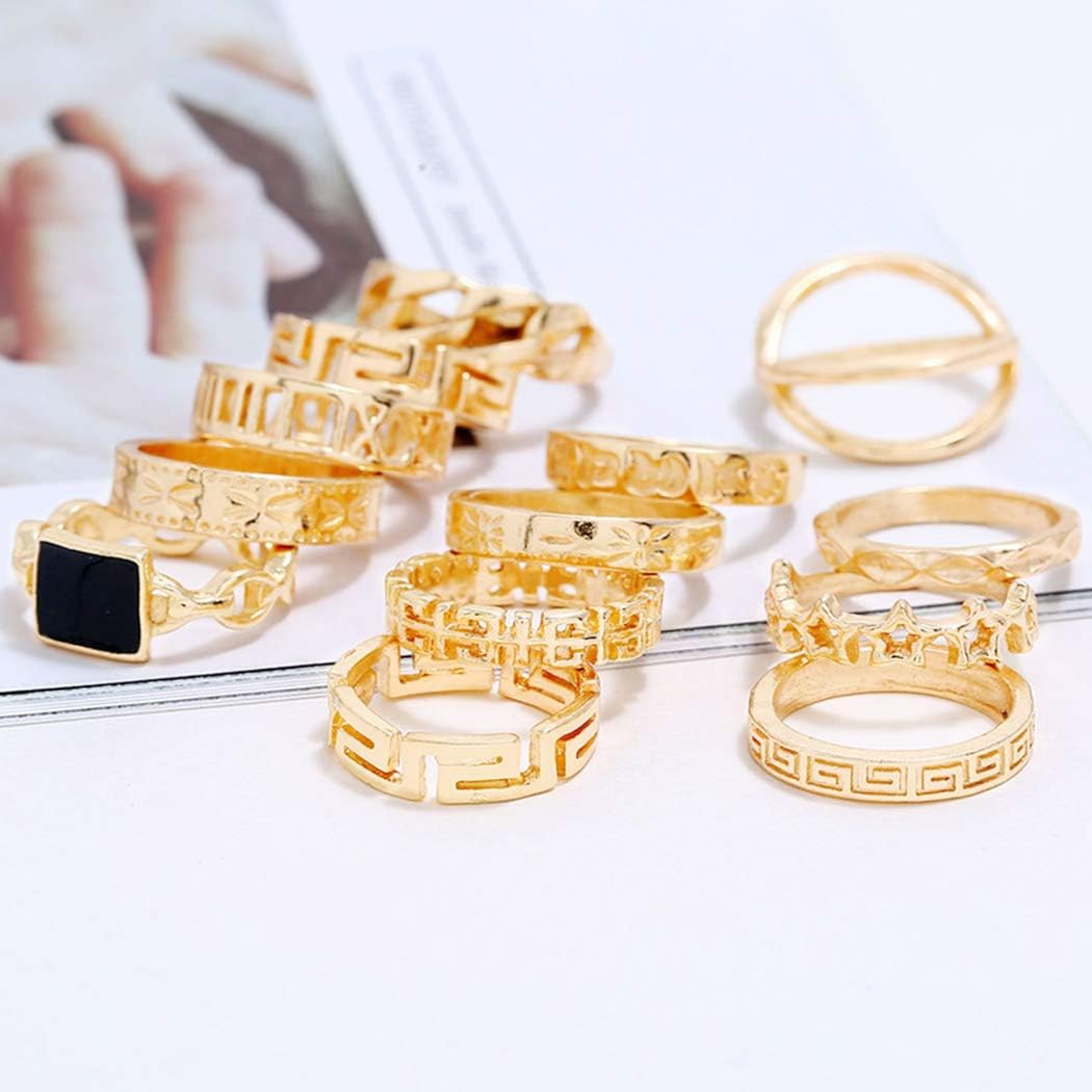 Aukmla Boho Knuckle Rings Set Gold Stackable Finger Rings Midi Size