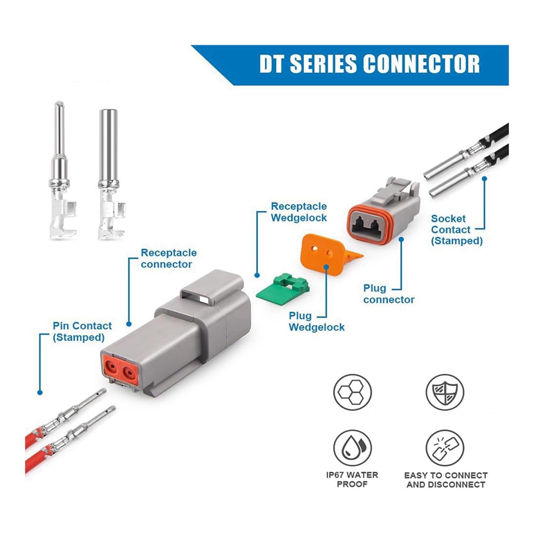 Kit di 24 connettori serie DT 2 3 4 6 8 12 connettori pin IP68 impermeabile Automotive connettori elettrici spina