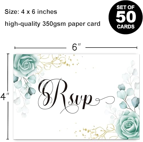 Miniatura 4 de 50 tarjetas florales de RSVP para bodas, postal de respuesta, tarjeta de respuesta para cumpleaños, despedidas de soltera y baby shower,
