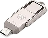 Amazon Basics USB Flash Drive, Thumb Drive Memory Stick with USB C and USB A Dual Ports, 256GB, Champagne Silver - 1