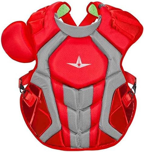 Miniatura 2 de All-Star System7 Axis NOCSAE - Juego de receptores de béisbol de dos tonos para adultos (escarlata)