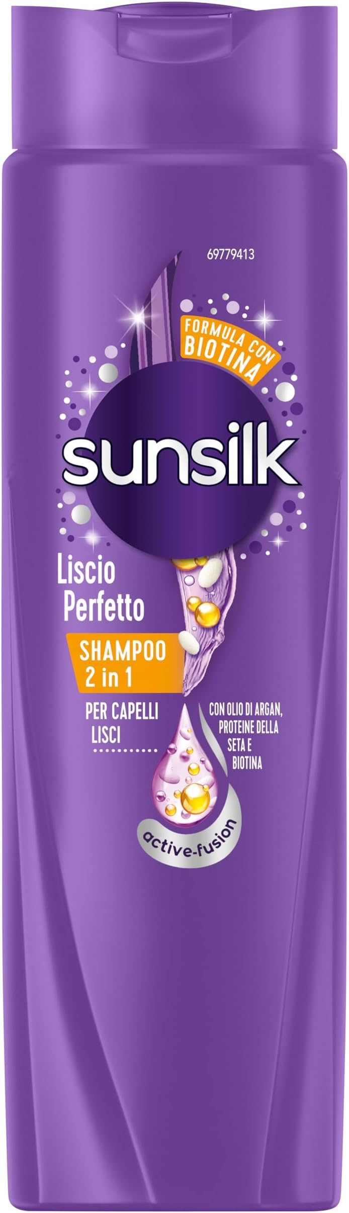 Shampoo Liscio Perfetto 2in1, Shampoo e Balsamo per Capelli Lisci a Lungo e Setosi, Formula Active Fusion con Olio di Argan, Proteine della Seta e Biotina per Capelli Visibilmente Sani, 250ml
