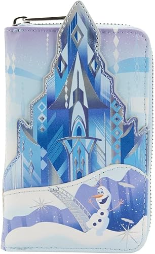 Loungefly Disney Frozen Princess Castle - Cartera con cremallera alrededor de Frozen talla única, Frosten, Disney Frozen Princess Castle - Cartera