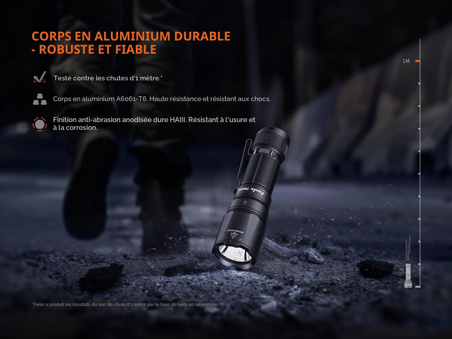 fenix TK05R Lampe torche tactique/de sécurité rechargeable ultra compacte à longue portée | 1000 lumens | 450 m | 14,5 heures maximum | batterie 1100 mAh | double interrupteur arrière | USB-C | IP68,