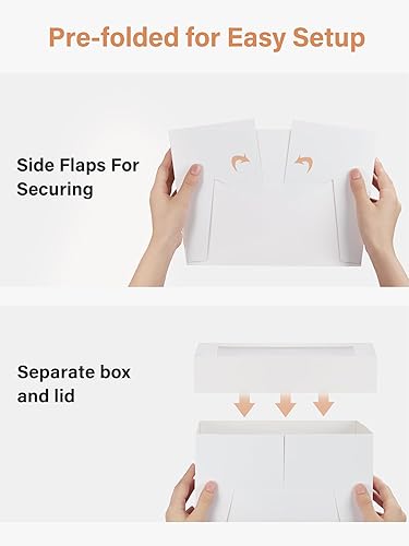 Miniatura 7 de Kootek 10 juegos de cajas para pasteles con tablas para pasteles, recipientes de cartón altos de 10 x 10 x 8 pulgadas para postres de varias capas,