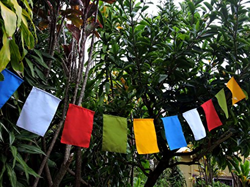 Blank Prayer Flags Set Of 10 Flags Surged Edge. Five Tibetan Traditional Colors Which Are Yellow, Green, Red, White And Blue. Each Color Represents An Element. #TOP5