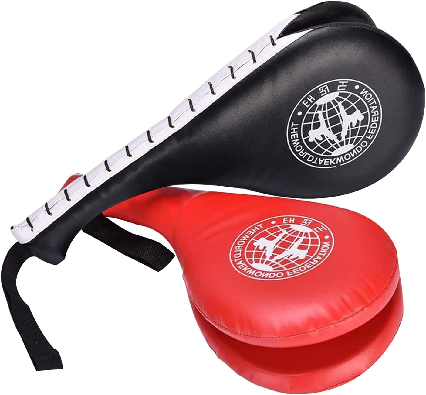 Taekwondo Kick Pads, Target Durable TKD Kicking Targets Training Paddles, Double Strike Pads for Kickboxing and Karate Training (Style 2,Black+red,2 pcs)