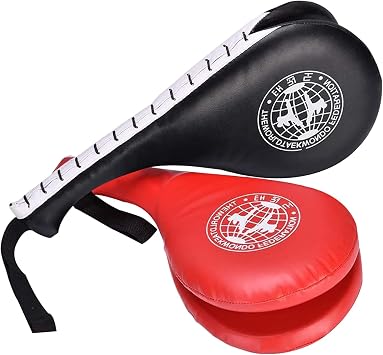 Taekwondo Kick Pads, Target Durable TKD Kicking Targets Training Paddles, Double Strike Pads for Kickboxing and Karate Training Style 2,Black+red,2 pcs