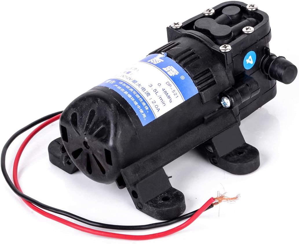 Mini Submersible Portable Electric Water Pump Durable DC 12V 70PSI 3.5L/min Agricultural Electric Water Pump Black Micro High Pressure Diaphragm Water Sprayer Car Wash