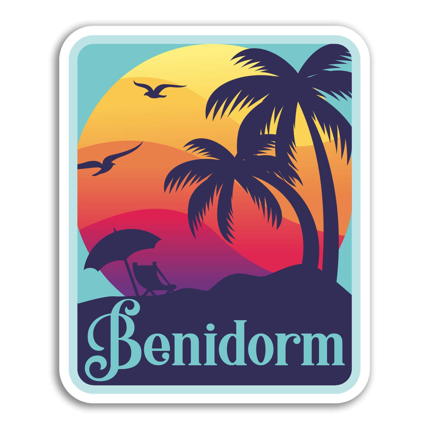 2 x 10cm Benidorm Vinyl Stickers - Spain Travel Sticker Laptop Luggage #18158 (10cm Tall)