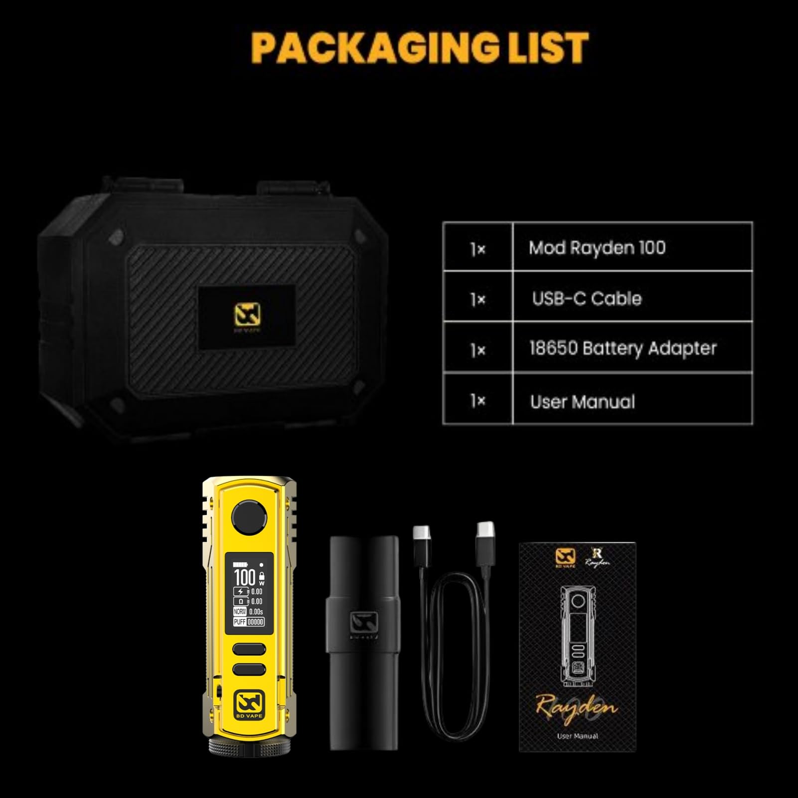 cbd 1000 mg vape avis BD Vape Rayden 100 Gamer Edition Vape Mod main image 1