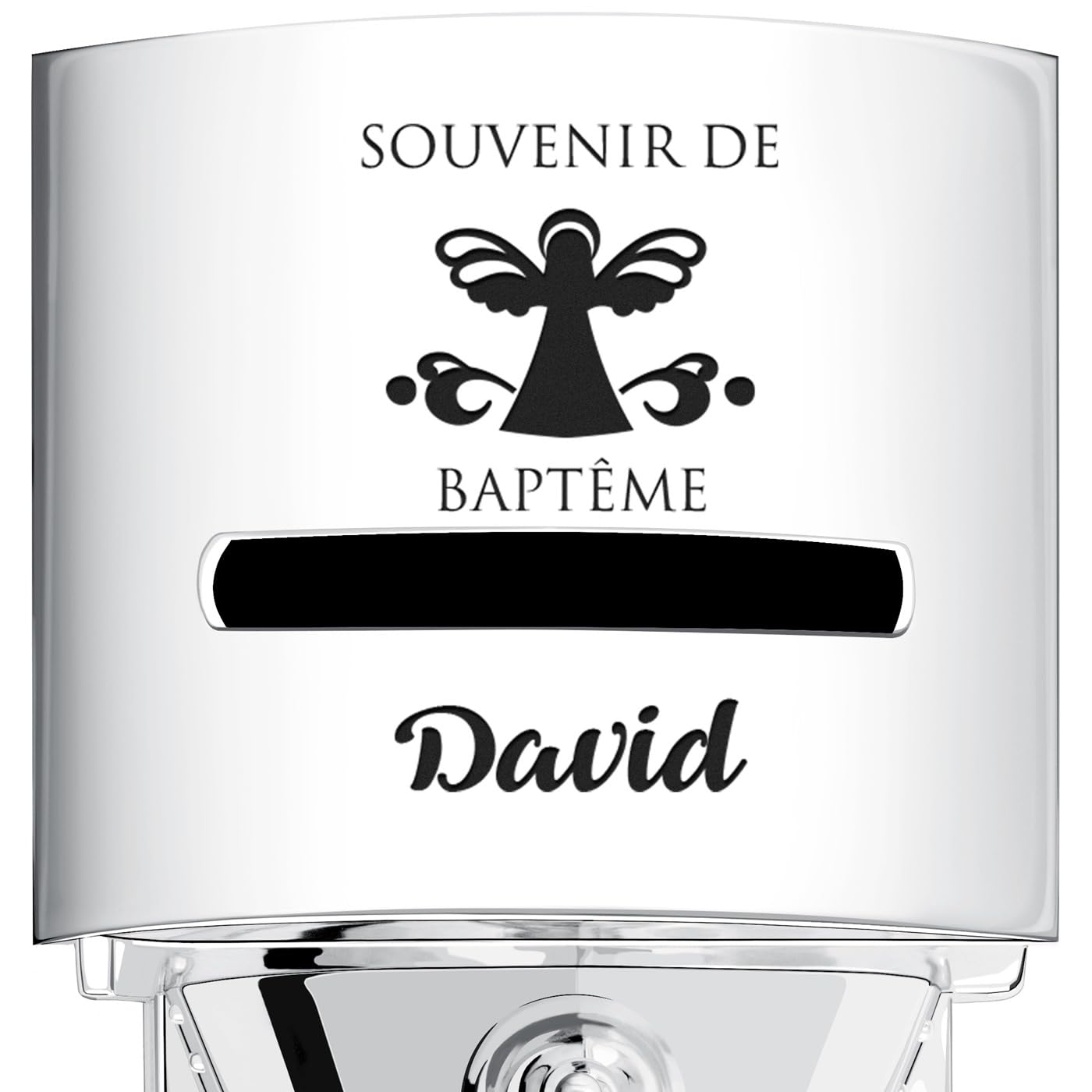 Maverton Tirelire Personnalisable en Métal Argenté pour garçon - Tirelire Enfant Épargne en Forme de Locomotive pour pièces et Billets - Cadeau Anniversaire Fille - Noël - Souvenir de baptême